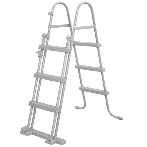 Scara de acces pentru piscina Bestway, otel/plastic, compatibila cu piscina cu inaltimea de pana la 107 cm, Gri