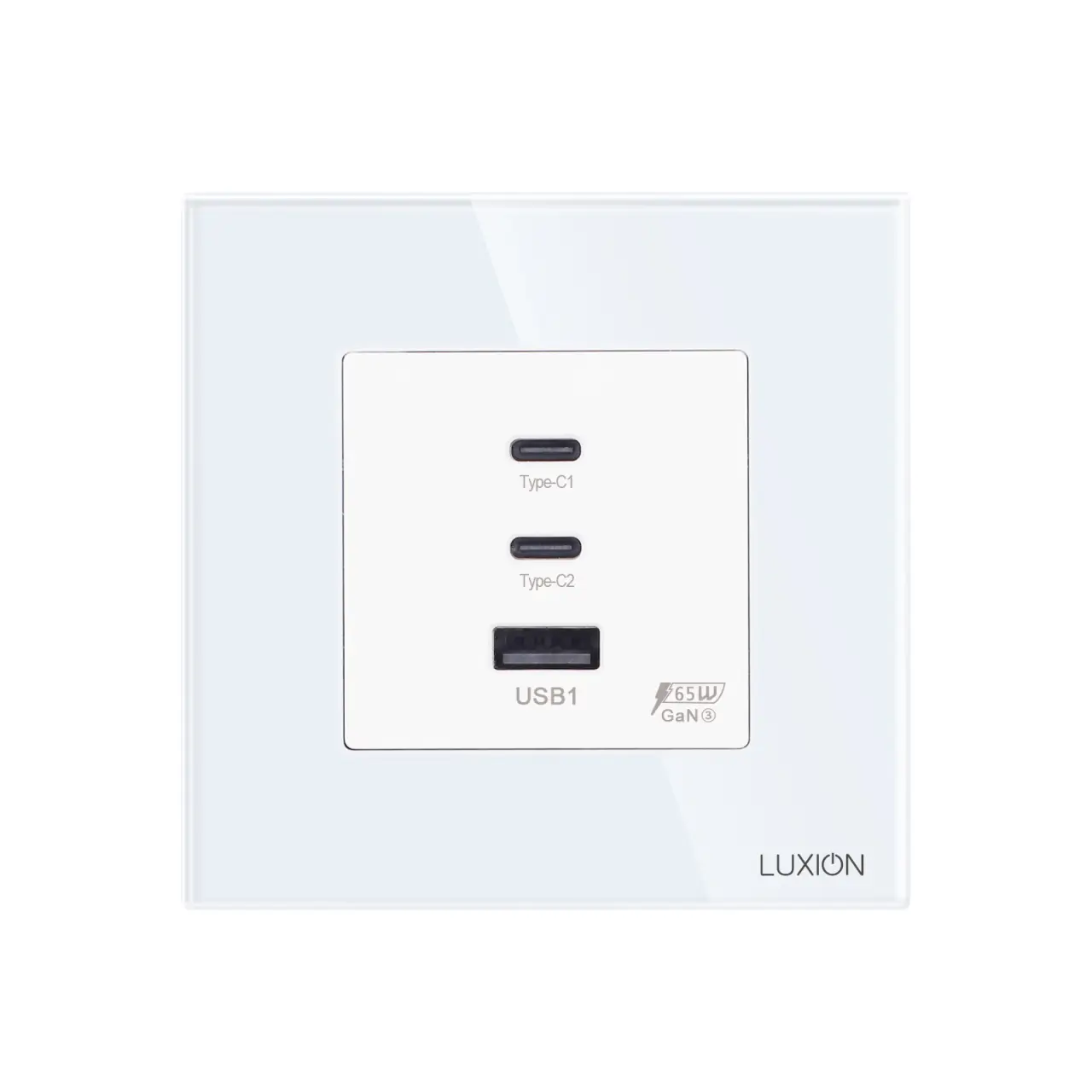 Priza Fast Charge 65W – USB-A + 2 x USB-C cu Rama din Sticla LUXION