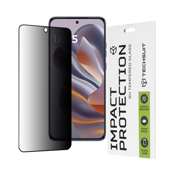 Folie de protectie Ecran Privacy Techsuit pentru Motorola Edge 50 Neo, Sticla Securizata, Full Glue, 111D