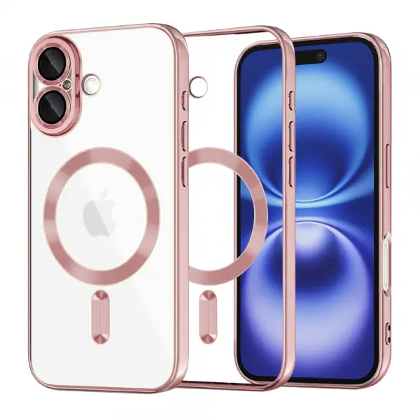 Husa MagSafe pentru Apple iPhone 16, Techsuit, Luxury Crystal, Roz