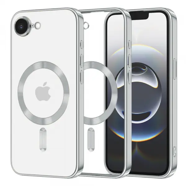 Husa MagSafe pentru Apple iPhone 17e / 16e, Techsuit, Luxury Crystal, Argintie
