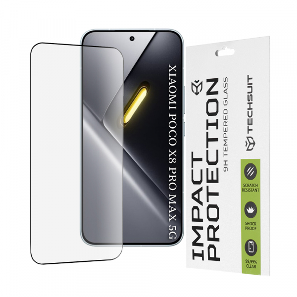 Folie de protectie Ecran Techsuit pentru Xiaomi Poco X8 Pro Max, Sticla Securizata, Full Glue, 111D, Neagra
