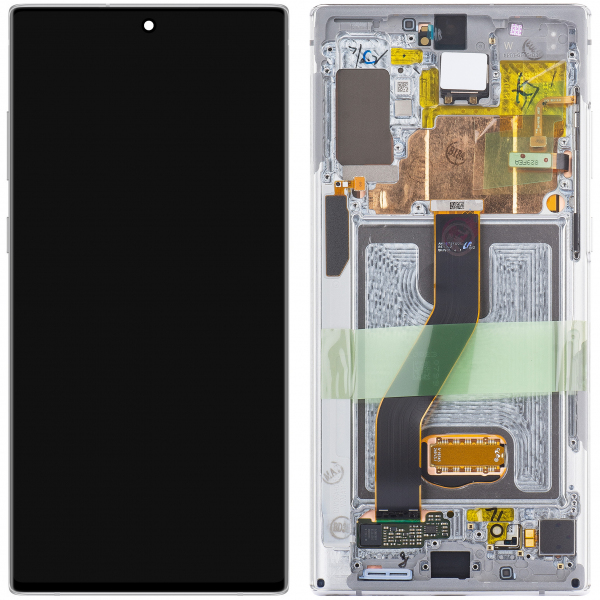 Display cu Touchscreen Samsung Galaxy Note 10+ 5G N976 / Note 10+ N975, cu Rama, Alb, Swap GH82-20838B