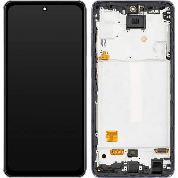 Display cu Touchscreen MP compatibil cu Samsung Galaxy A52 5G A526 / A52 A525 / A52s 5G A528, cu Rama, Versiune OLED, Negru, Swap