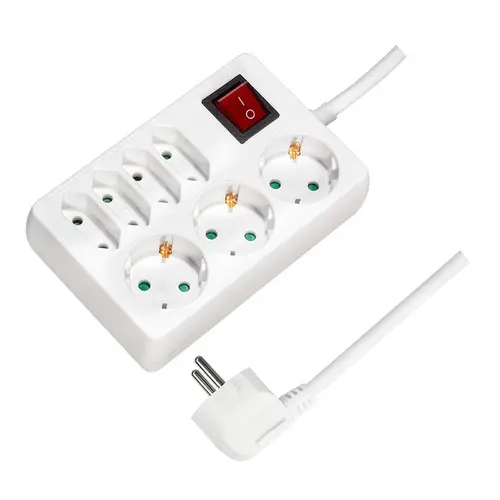 Prelungitor Logilink LPS210, Schuko x 3, Euro socket x 4, conectare prin Schuko tata, cablu 5 m, 16 A, protectie stropire cu apa, on / off, Alb