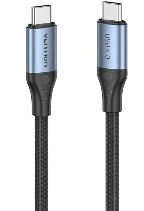 Cablu alimentare si date Vention TAVHF, USB Type-C (T) la USB Type-C (T), 1m, 40 Gbps, 5A, TPE + braided (Negru)
