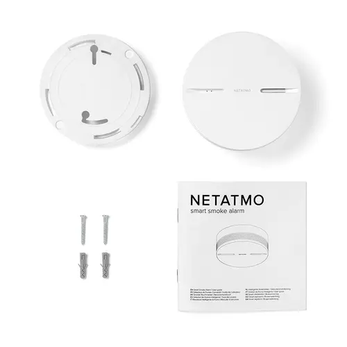 Senzor de fum Netatmo, Wireless, Volum 85 dB, Notificari aplicatie, Functionare fara Hub (Alb)