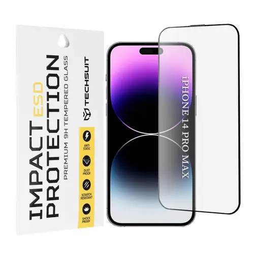 Folie de protectie Ecran Techsuit pentru Apple iPhone 14 Pro Max, Sticla Securizata, Full Glue