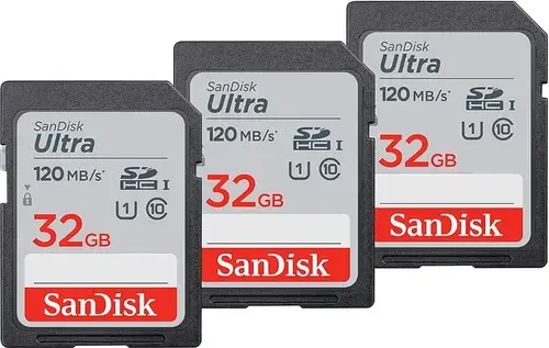 Card de memorie SanDisk Ultra SDHC SDSDUN4-032G-GN6IM, 32GB, UHS-I, Clasa 10, 3 bucati