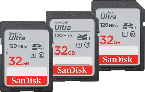 Card de memorie SanDisk Ultra SDHC SDSDUN4-032G-GN6IM, 32GB, UHS-I, Clasa 10, 3 bucati