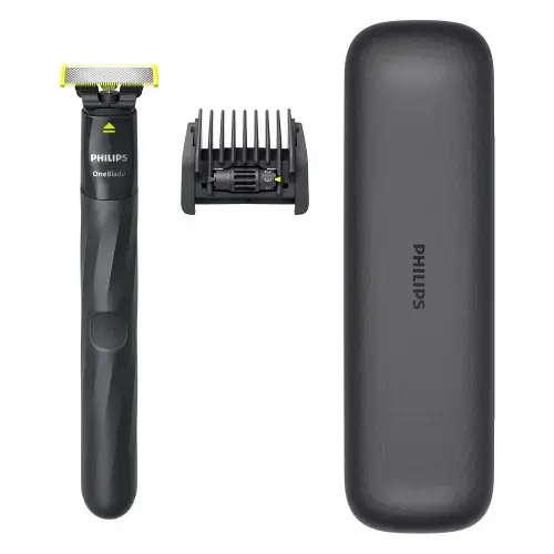 Aparat de ras electric Philips One Blade QP1424/65, Pieptene reglabil 5in1, Autonomie 30 minute (Gri)
