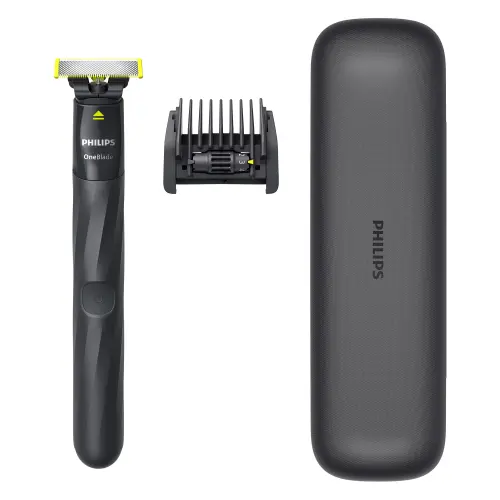 Aparat de ras electric Philips One Blade QP1424/65, Pieptene reglabil 5in1, Autonomie 30 minute (Gri)