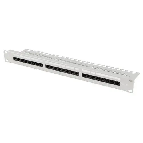 Patch panel 24 porturi 1U 19inch Kat.5e UTP cu organizator cabluri, Lanberg PPU5-1124-S, Gri