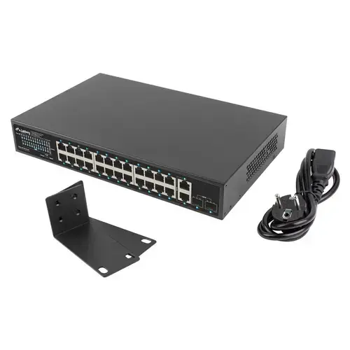 Switch Lanberg RSGE-24P-2GE-2S-250, 24 porturi, PoE+