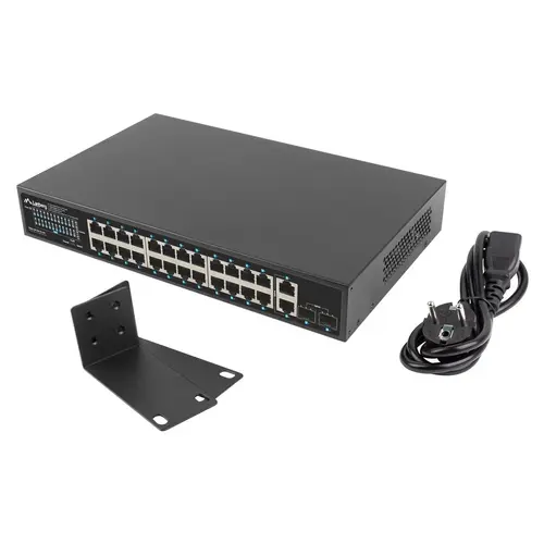 Switch Lanberg RSGE-24P-2GE-2S-250, 24 porturi, PoE+