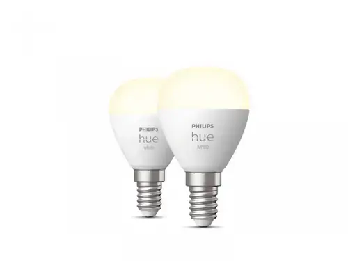 Set 2 Becuri LED inteligente Philips Hue P45, Bluetooth, E14, 5.7W (60W), 470 lm, lumina calda (2700K)