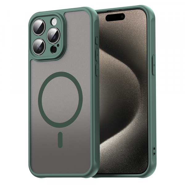 Husa MagSafe pentru Apple iPhone 15 Pro, Techsuit, HaloFrost II, Verde
