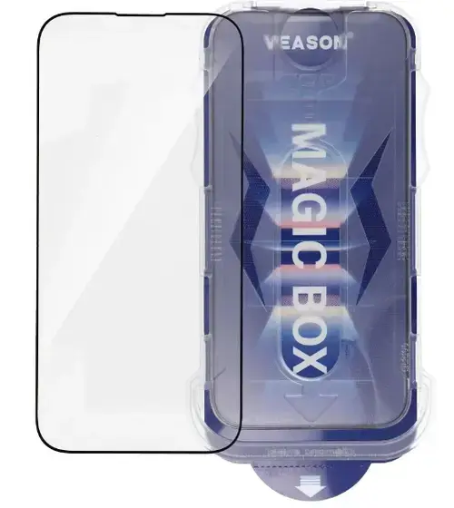 Folie de protectie Ecran Veason pentru Apple iPhone 14 Plus / 13 Pro Max, Sticla Securizata, Full Glue, 6D, Neagra