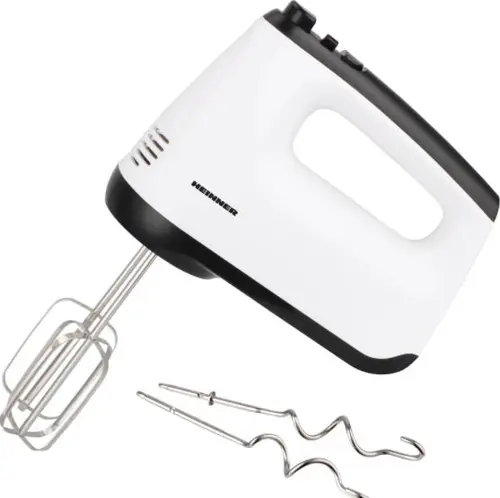 Mixer de mana Heinner HM-400WHBK, 400 W, Trepte viteza 6 + Turbo (Alb/Negru)