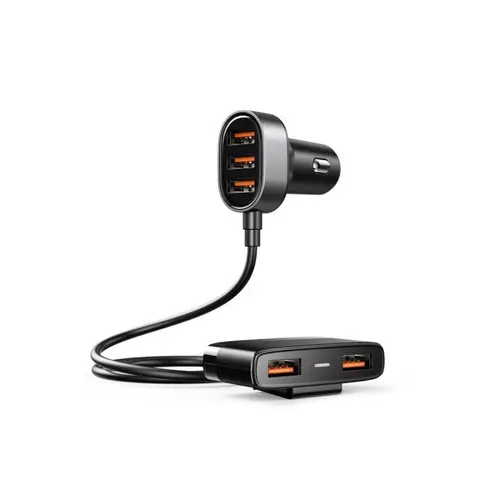 Incarcator Auto Joyroom 6941237122353, 5 x USB, Spliter Cu Cablu, Lungime 1.5m, Negru