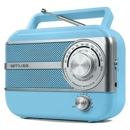 Radio portabil retro Muse M-056 SC, FM/MW, Albastru