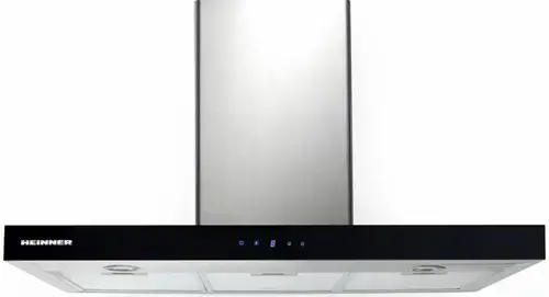 Hota decorativa Heinner DCH-6590TIX, Putere absorbtie 642.4 m3/h, 1 motor, 3 trepte de viteza (Inox/Negru)