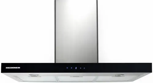 Hota decorativa Heinner DCH-6590TIX, Putere absorbtie 642.4 m3/h, 1 motor, 3 trepte de viteza (Inox/Negru)