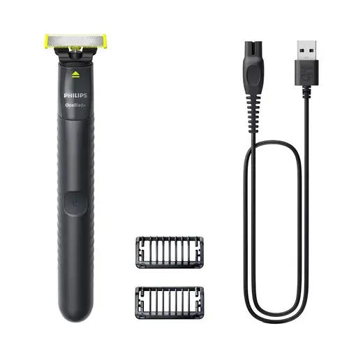 Aparat de ras electric Philips Oneblade QP1424/10, Autonomie 30 minute (Negru/Verde)