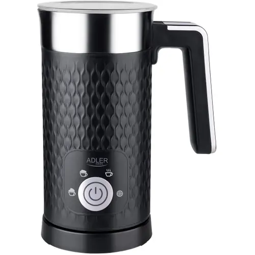 Spumator de lapte Adler AD 4494b, 4 functii, 300 ml, 500W, lapte cald si rece, baza rotativa 360°, oprire automata, ideal pentru cappuccino si latte (Negru)