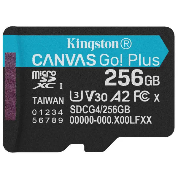 Card Memorie microSDXC Kingston Canvas Go Plus Android A2, 256Gb, Clasa 10 / UHS-1 U3 SDCG4/256GBSP