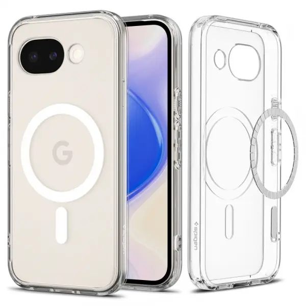 Husa MagSafe pentru Google Pixel 10a, Spigen, Ultra Hybrid, Transparenta Alba ACS11276