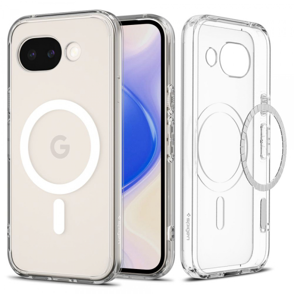 Husa MagSafe pentru Google Pixel 10a, Spigen, Ultra Hybrid, Transparenta Alba ACS11276