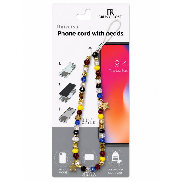 Snur Telefon cu Margele Bruno Rossi BT-22, Multicolor