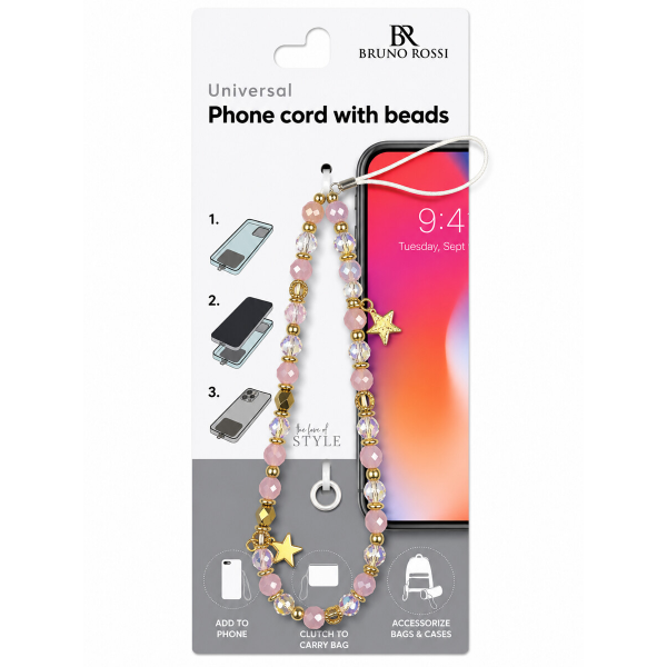 Snur Telefon cu Margele Bruno Rossi BT-21, Multicolor