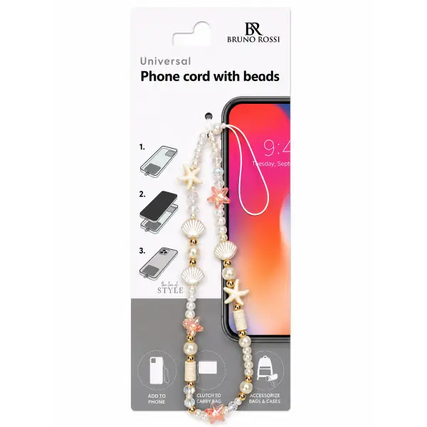Snur Telefon cu Margele Bruno Rossi BT-13, Multicolor