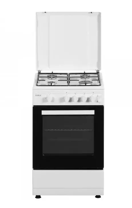 Aragaz Samus SM450APBS, 4 Arzatoare, Cuptor gaz, Aprindere electrica plita, 49 L (Alb)