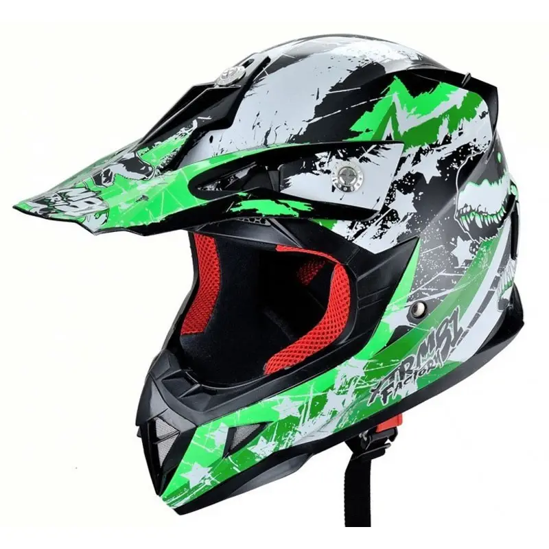 Casca moto ATV integrala HECHT 54915XL, design mozaic, material ABS, marime XL 61 cm, verde