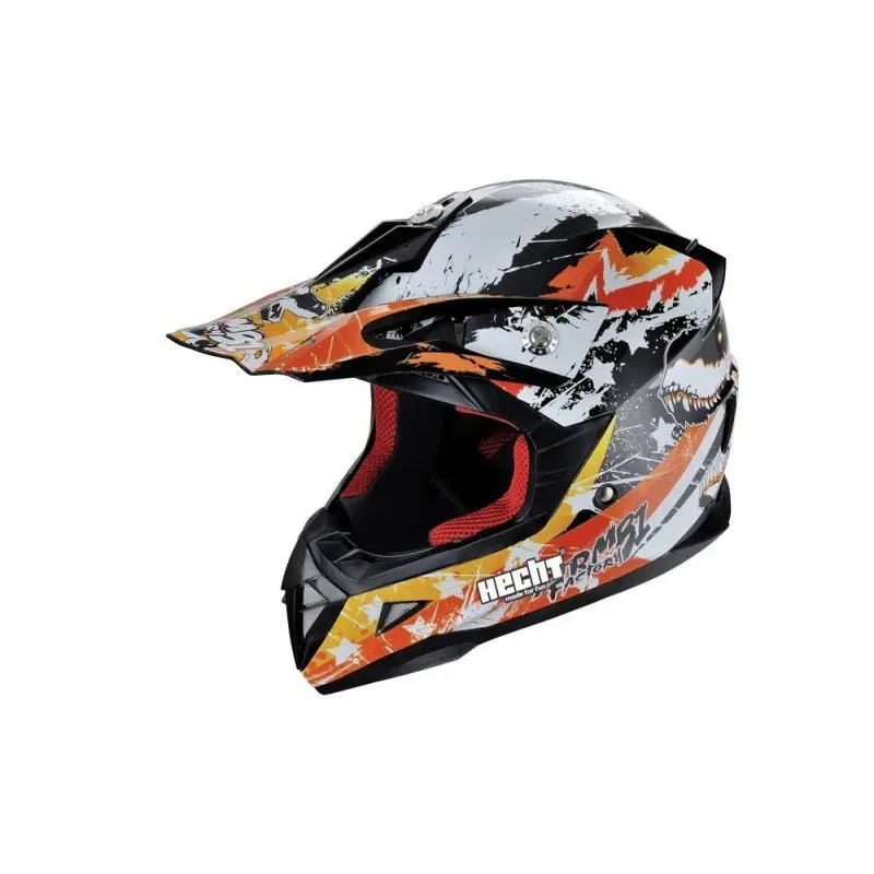 Casca moto ATV integrala HECHT 53915M, design mozaic, material ABS, marime M 57-58 cm, portocaliu