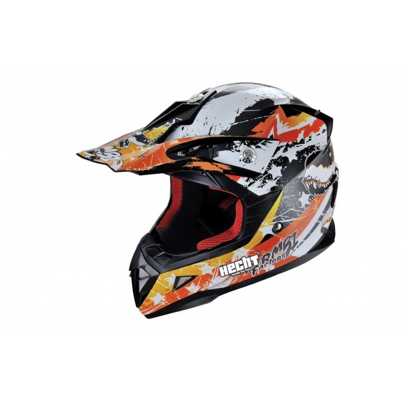 Casca moto ATV integrala HECHT 53915M, design mozaic, material ABS, marime M 57-58 cm, portocaliu