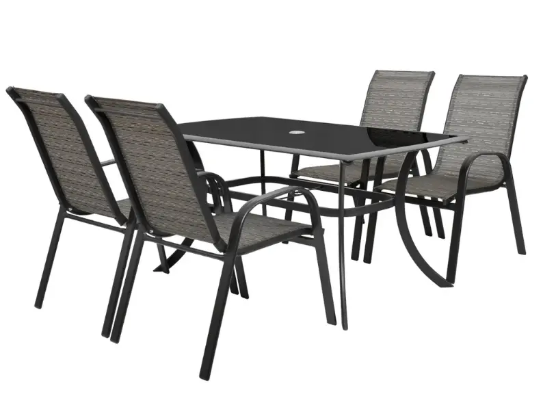 Set mobilier pentru gradina HECHT Honey Set 4, aluminiu/sticla, masa 150 x 90 x 72 cm, 4 x scaune 58 x 74 x 97 cm