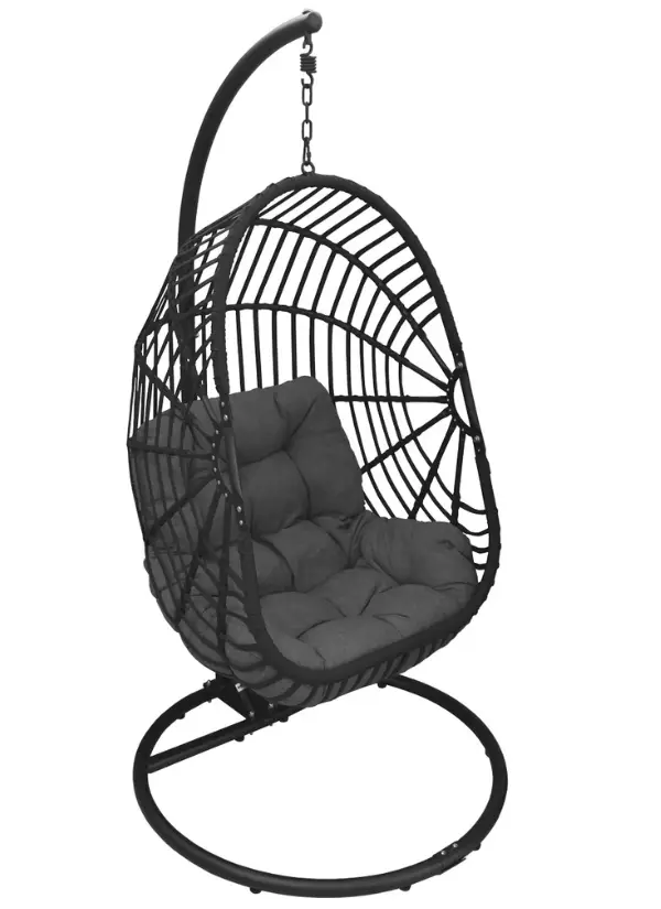 Balansoar de gradina HECHT ARUBA, suspendat, structura din metal, cu rattan, perne incluse, 100 x 100 x 195 cm