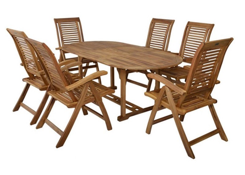 Set mobilier pentru gradina HECHT Camberet set, masa si 6 scaune, lemn de salcam