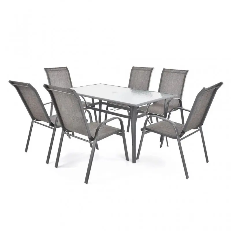 Set mobilier pentru gradina HECHT Ekonomy Set 6, masa cu 6 scaune, schelet metalic