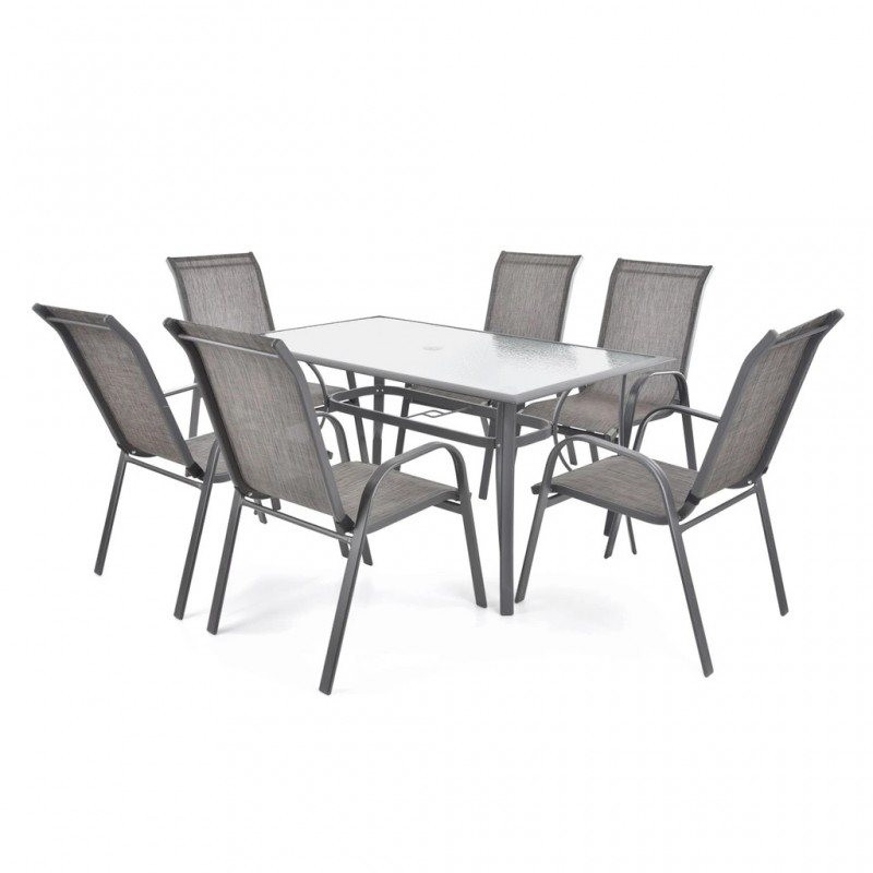 Set mobilier pentru gradina HECHT Ekonomy Set 6, masa cu 6 scaune, schelet metalic