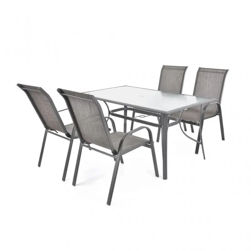 Set mobilier pentru gradina HECHT Ekonomy Set 4, masa cu 4 scaune, schelet metalic