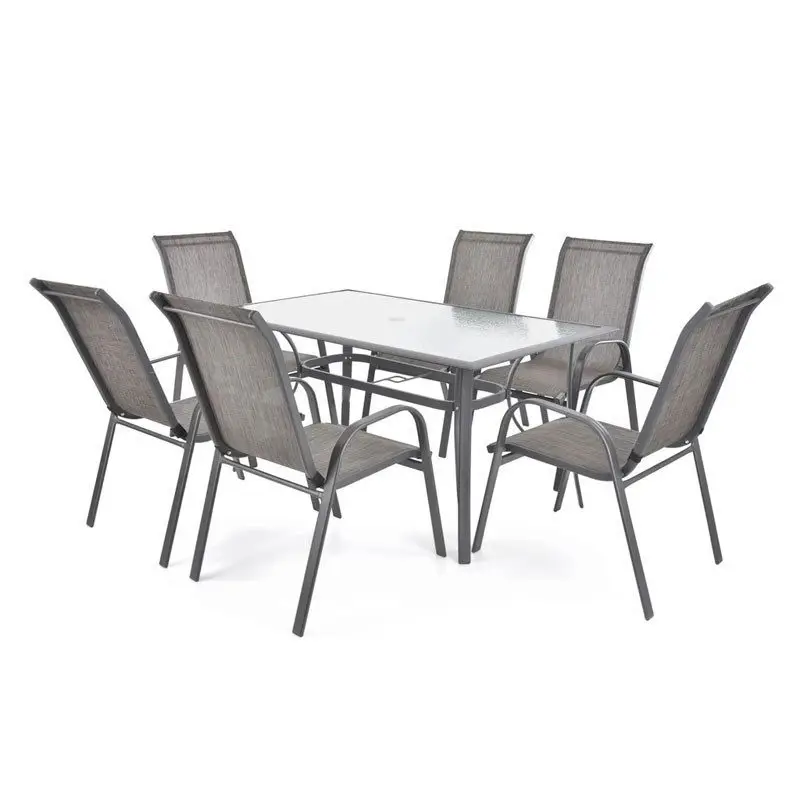 Set mobilier pentru gradina HECHT Sofia Set 6, masa cu 6 scaune, schelet metalic