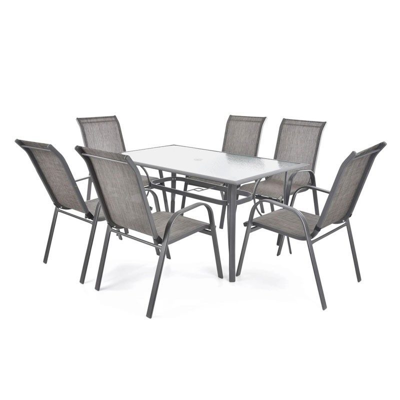 Set mobilier pentru gradina HECHT Sofia Set 6, masa cu 6 scaune, schelet metalic