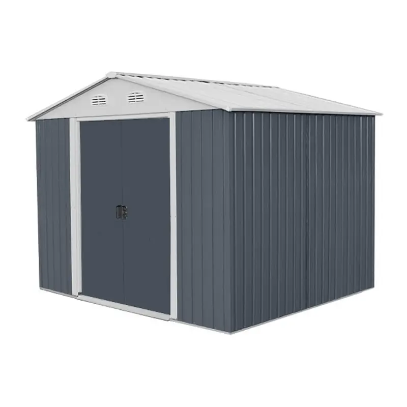 Magazie pentru lemne si unelte Hecht 6x8 plus cadru si baza metalica dimensiuni 192 x 258 x 208 cm