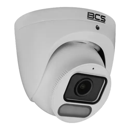 Camera supraveghere exterior BCS POINT BCS-P-EIP28FCL3-Ai1, Dome, 8MP, 3840x2160, 2.8mm, F1.0, 16x Zoom digital, Lumina alba 30m, Rj-45, PoE, IP67 (Alb)