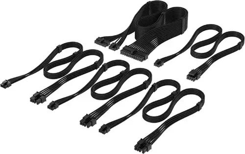 Kit cabluri sursa Corsair Elite Premium Starter Kit CP-8920373, Compatibil cu surse CORSAIR Type-4 (Negru)